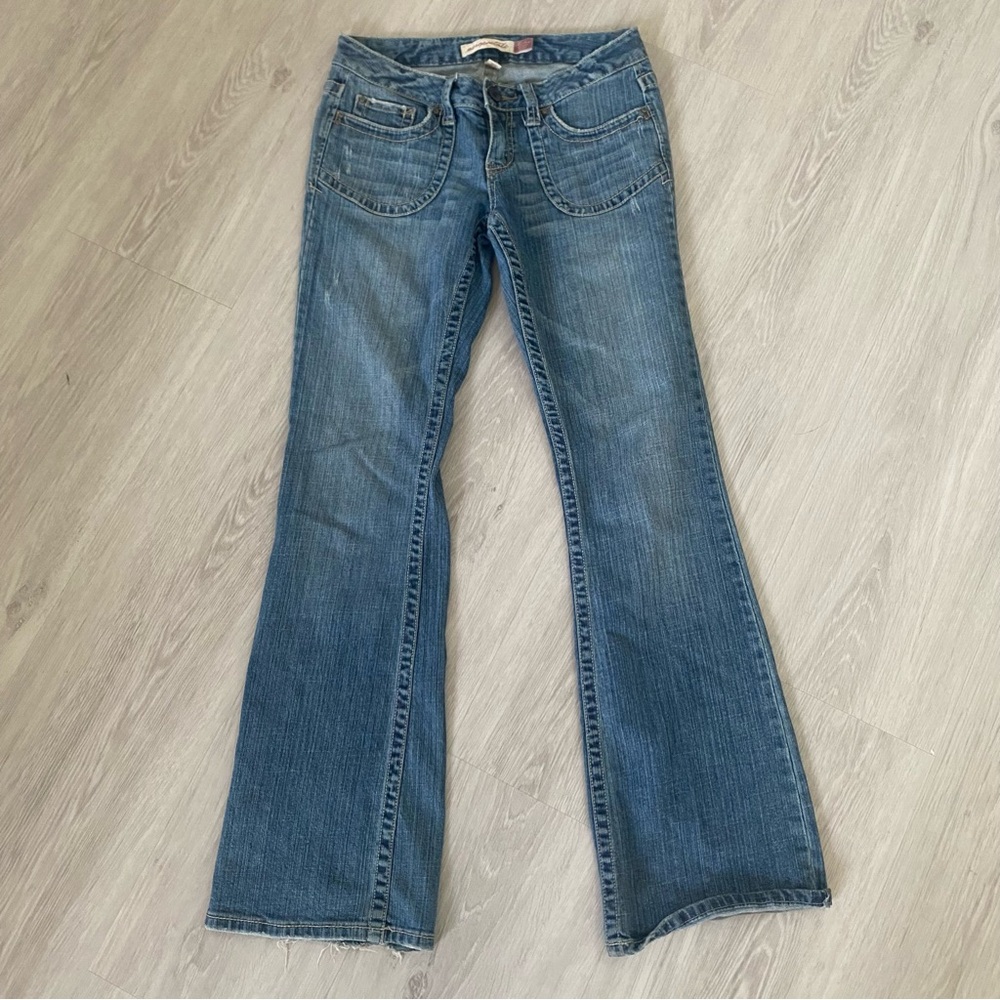 Aeropostale Hailey Skinny Flare Flared Jeans Low Rise Blue 5/6 Long 34” inseam